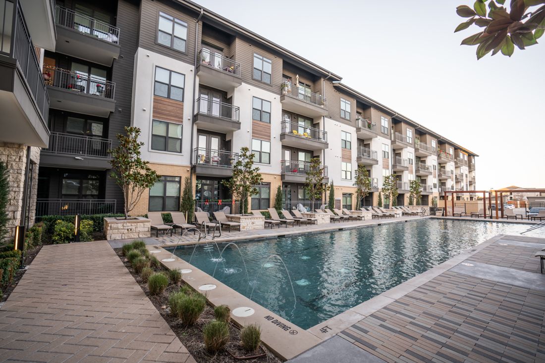 Multifamily community pool courtyard